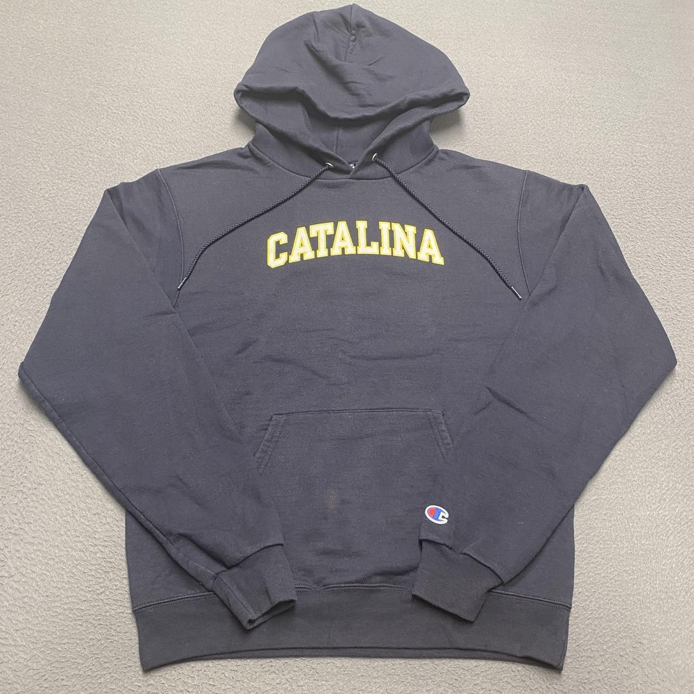 Champion Hoodie Mens Small‎ Pullover Sweatshirt Catalina Embroidered Navy Blue
